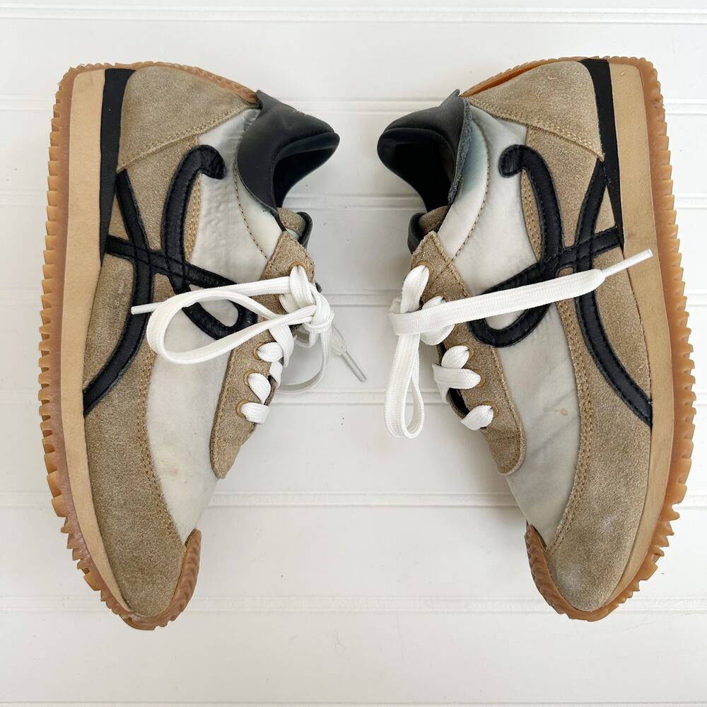 Loewe Flow Runner Sneakers Beige Tan Black Suede Nylon Women’s 36 US 6 Trainers - Picture 3 of 9